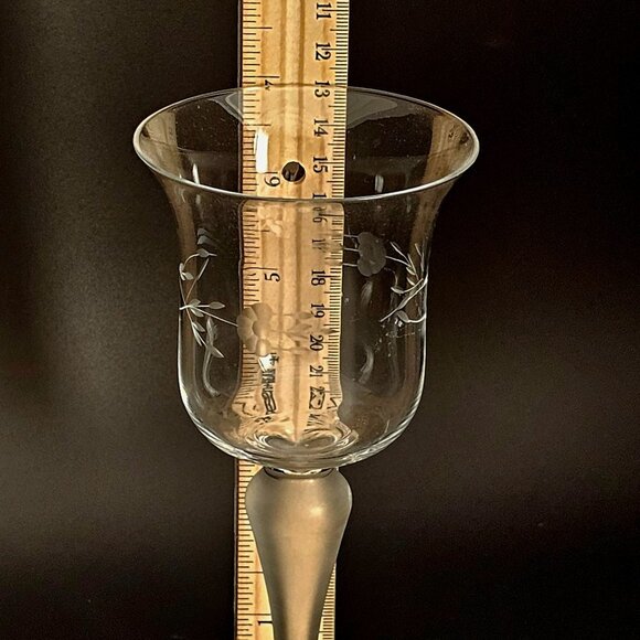 Princess House Heritage Votive Candleholder 7" vtg romantic crystal etched flora - Picture 5 of 5